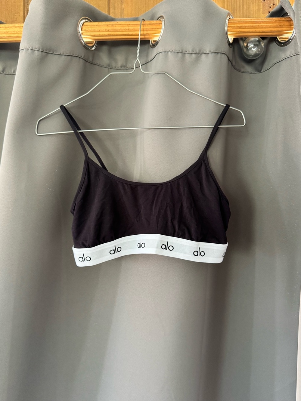 ALO Yoga Black Bralette with White Logo Band